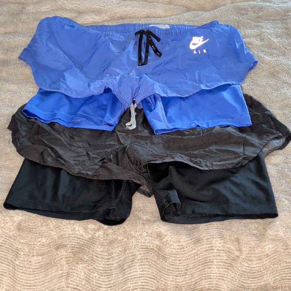 Bundle Of 2 Pairs Of Nike Women's Black And Blue Shorts